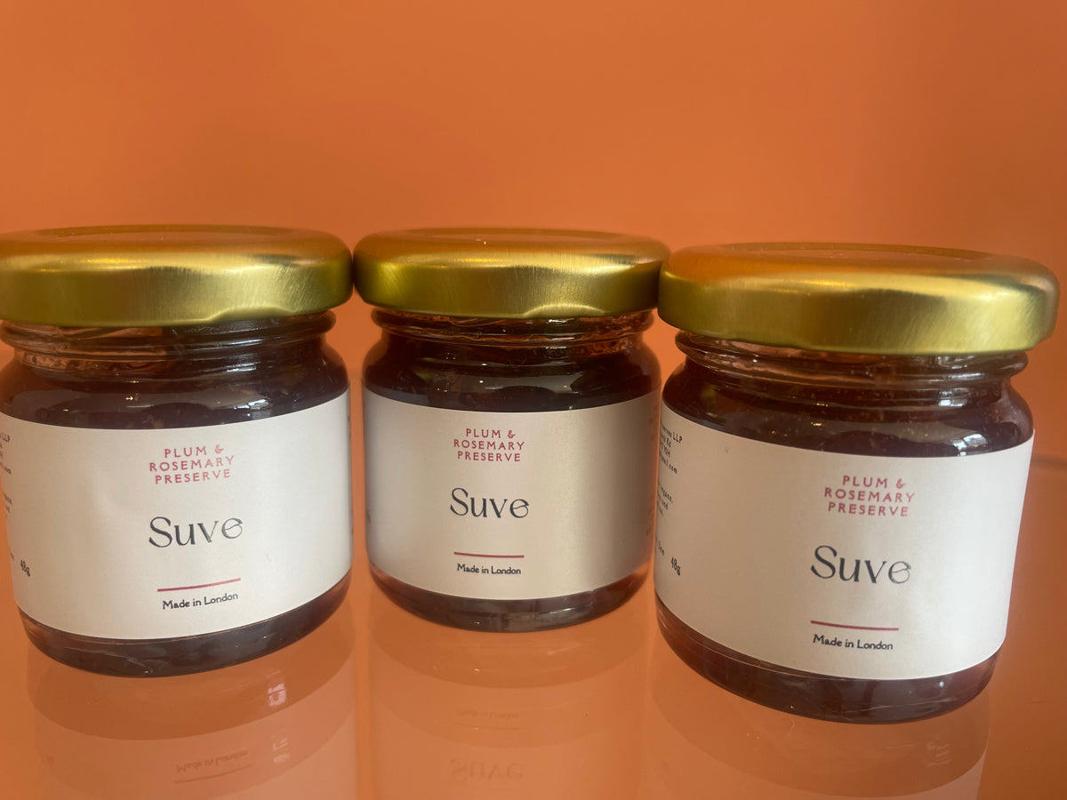3 mini 41mL jars of plum & rosemary preserve 